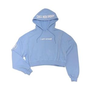 Call Her Daddy I Am Unwell Cropped Hoodie | Color: Blue | Size: L |